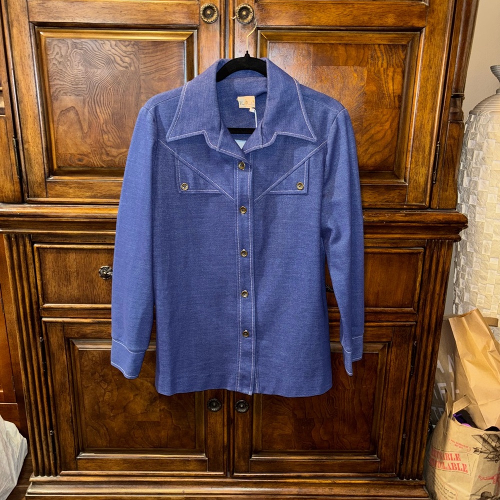 Vintage 1970’s Bodin Knits Blue Denim Button-Up Shirt